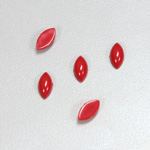 Plastic Flat Back Opaque Cabochon - Navette 10x5MM RED