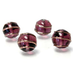 Czech Glass Lampwork Bead - Round 12MM COPPER WRAP AMETHYST