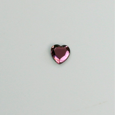 Glass Flat Back Rose Cut Fancy Foiled Stone  - Heart 06MM AMETHYST