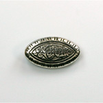 Metalized Plastic Engraved Bead - Fancy Oval 20x12MM ANT SILVER