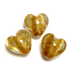 Glass Lampwork Bead - Heart Shape Smooth 18MM PORPHYR CRYSTAL TOPAZ