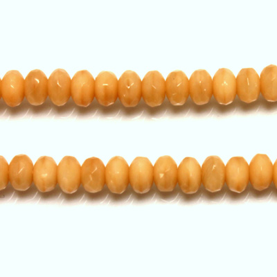 Czech Glass Fire Polish Bead - Rondelle Donut 05x3MM BEIGE OPAQUE