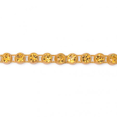 Plastic Rhinestone Banding 1 Row PP17 (SS8) TOPAZ-GOLD