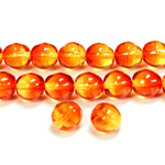 Czech Pressed Glass Bead - Baroque Oval 08x7MM ORANGE-YELLOW 64815