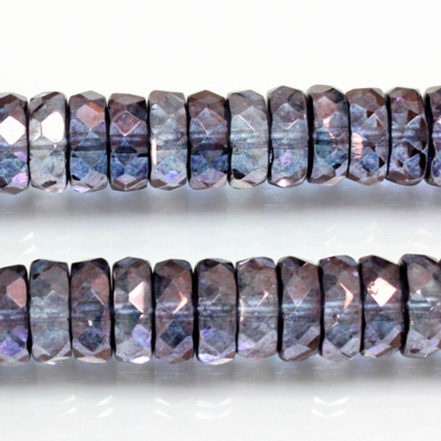 Czech Glass Fire Polished Bead - Rondelle 10x4MM LUMI COAT PURPLE