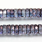 Czech Glass Fire Polished Bead - Rondelle 10x4MM LUMI COAT PURPLE