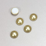 Glass Medium Dome Cabochon Pearl Spray Finish - Round 09MM LT OLIVE