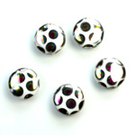 Pressed Glass Peacock Bead - Round 11MM SHINY WHITE