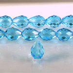 Czech Glass Fire Polish Bead - Pear 16x12MM AQUA