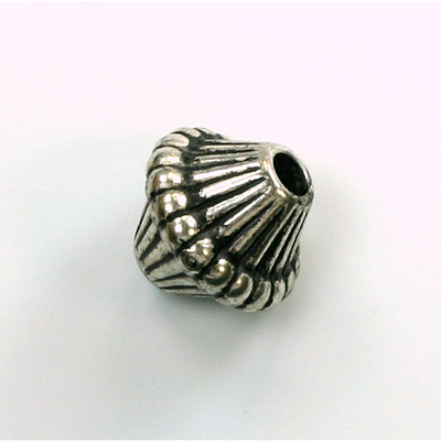Metalized Plastic Bead - Ribbed Bicone 19x16MM ANT SILVER