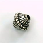Metalized Plastic Bead - Ribbed Bicone 19x16MM ANT SILVER