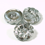 Glass Button - Engraved Top Foiled Round 23MM CRYSTAL