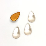 Glass Medium Dome Foiled Cabochon - Pear 13x8MM CRYSTAL