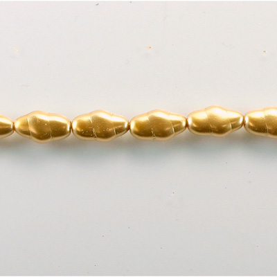 Czech Glass Pearl Bead - Baroque Oblong 13x7 GOLD 70486