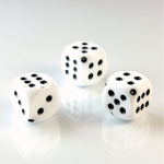 Plastic Casino Style Bead - Dice 10MM BLACK on WHITE