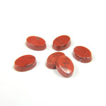 Gemstone Flat Back Single Bevel Buff Top Stone - Oval 08x6MM RED JASPER