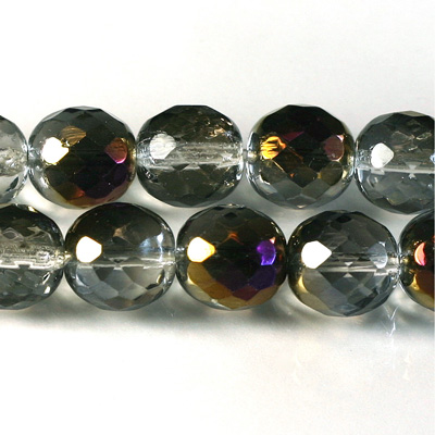 Czech Glass Fire Polish Bead - Round 12MM 1/2 Coated ZAIRIT
