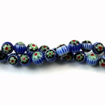 Glass Millefiori Bead - Round 06MM BLUE GREEN RED (23)