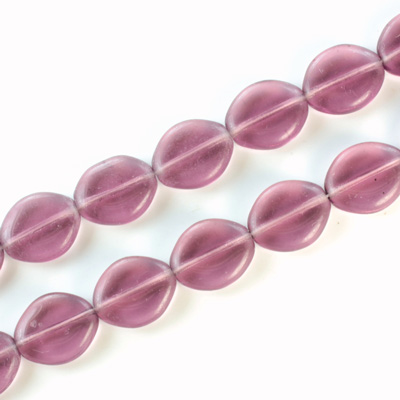 Czech Pressed Glass Bead - Flat Oval 12x9MM AMETHYST