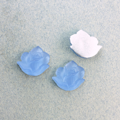 Plastic Flat Back Foiled Flower  - 14MM MATTE LIGHT SAPPHIRE