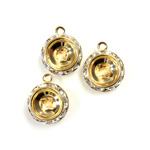 Czech Rhinestone Rondelle Shrag Rivoli Back Setting - Round with Loop 12MM CRYSTAL-GOLD