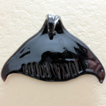 Glass Lampwork Pendant - Whale Tail 63MM BLACK MULTI