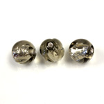 Czech Glass Lampwork Bead - Round Twist 10MM BLACK DIAMOND SILVER LINE 4003