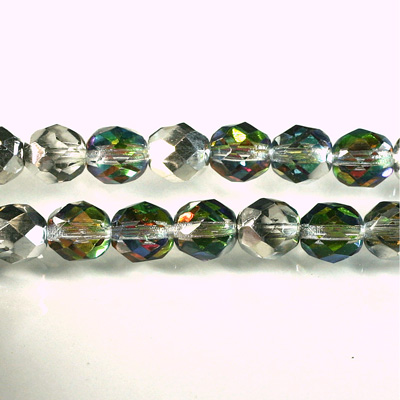 Czech Glass Fire Polish Bead - Round 08MM 1/2 Coated VITRAIL MEDIUM