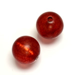 Plastic Bead - Bronze Lined Veggie Color Smooth Large Hole  Round 18MM MATTE RED