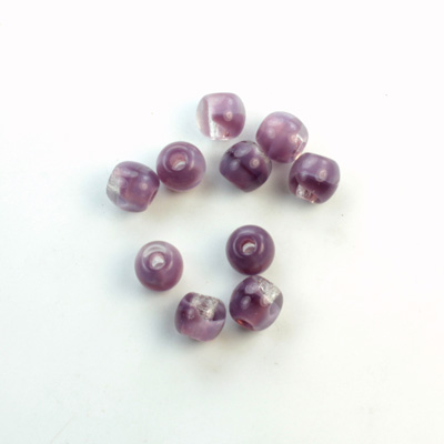 Czech Pressed Glass Large Hole Bead - Round 06MM MOONSTONE LT AMETHYST