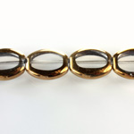 Glass Fire Polished Table Cut Window Bead - Oval 16x14MM CRYSTAL with METALLIC COATING