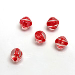 Plastic Bead - Color Lined Smooth Nugget 9x7MM CRYSTAL RED LINE