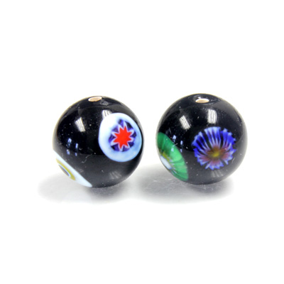 Glass Lampwork Bead - Smooth Round 14MM VENETIAN BLACK