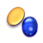 Glass Medium Dome Foiled Cabochon - Oval 25x18MM SAPPHIRE