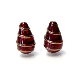 Czech Glass Lampwork Bead - Pear 20x12MM COPPER WRAP GARNET