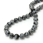 Gemstone Bead - Smooth Round 10MM SNOWFLAKE OBSIDIAN