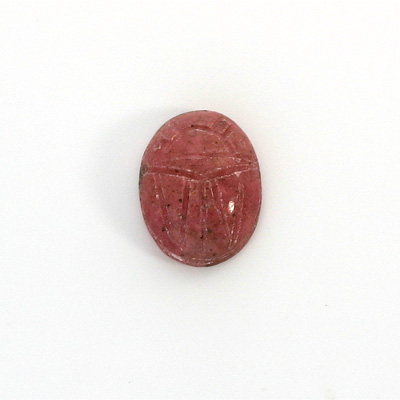 Gemstone Flat Back Carved Scarab 16x12MM RHODONITE