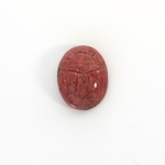 Gemstone Flat Back Carved Scarab 16x12MM RHODONITE