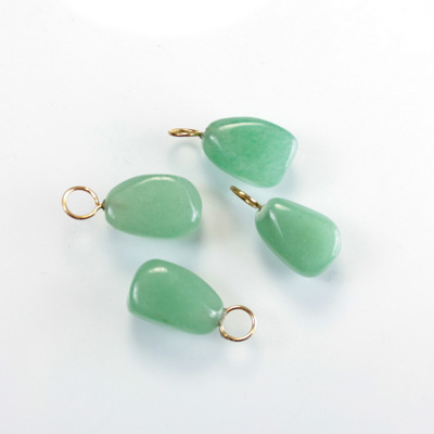 Gemstone Tumble Polished Pendant with Brass Ring - Small AVENTURINE GREEN