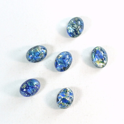 Glass Medium Dome Lampwork Cabochon - Oval 08x6MM SEA BLUE OPAL (02208)