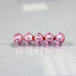 Czech Glass Lampwork Bead - Smooth Round 06MM ROSE SILVER LINED