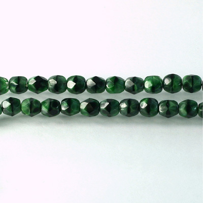 Czech Glass Fire Polish Bead - Round 05MM TIGEREYE GREEN