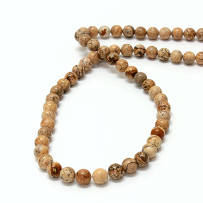 Gemstone Bead - Smooth Round 2.0MM Diameter Hole 06MM LANDSCAPTE JASPER