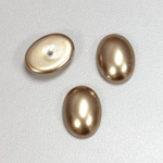 Glass Medium Dome Pearl Dipped Cabochon - Oval 18x13MM LIGHT BROWN