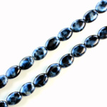 Czech Pressed Glass Bead - Flat Oval 08x6MM PATINA BLUE