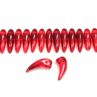 Czech Pressed Glass Bead -Tiger Tooth 06x16MM RUBY
