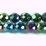 Czech Glass Fire Polish Bead - Round 12MM Full Coated IRIS GREEN