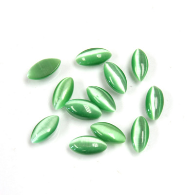 Fiber-Optic Cabochon - Navette 08x4MM CAT'S EYE GREEN