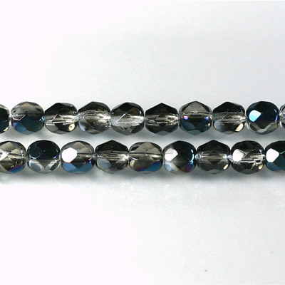 Czech Glass Fire Polish Bead - Round 06MM 1/2 Coated AZURO