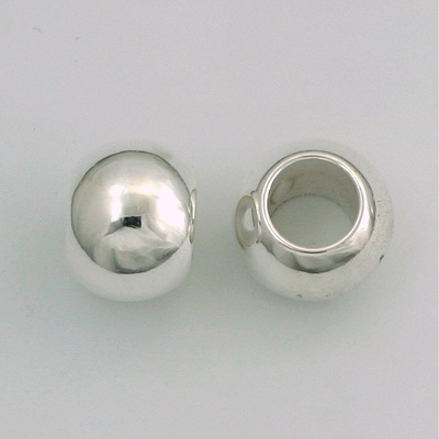 Metalized Plastic Smooth Bead with 7.5MM Hole - Round 14MM SILVER